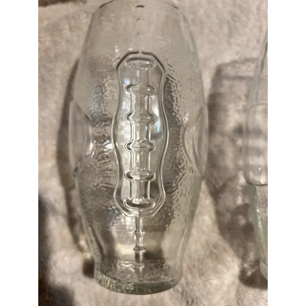 Set Of 3 Football Shaped Drinking Glasses Clear Football NFL Fan Vintage